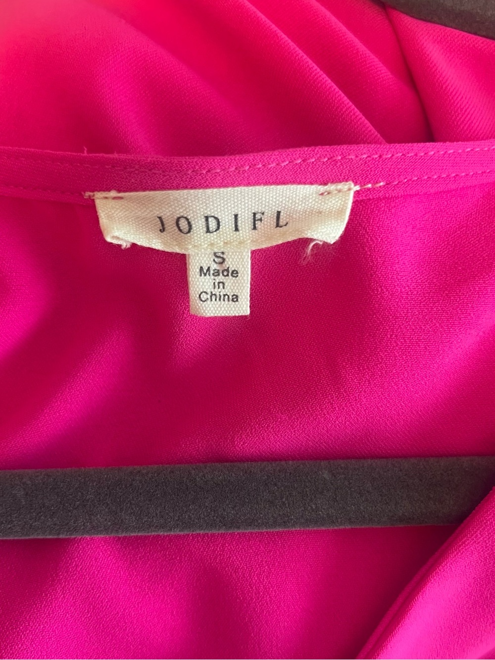 JODIFL Hot Pink Puff-Sleeve V-Neck Blouse - Picture 7 of 8